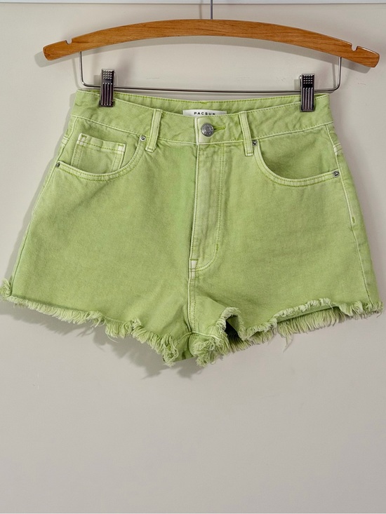 PacSun Pants - PacSun High Rise Festival Lime Green Frayed Hem Denim Shorts